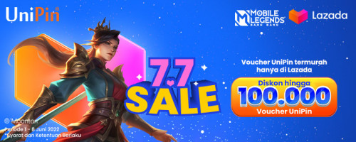 Voucher UniPin Termurah hanya di Lazada – Promo Diskon 7% hingga Rp 100.000 di 7.7Sale Lazada